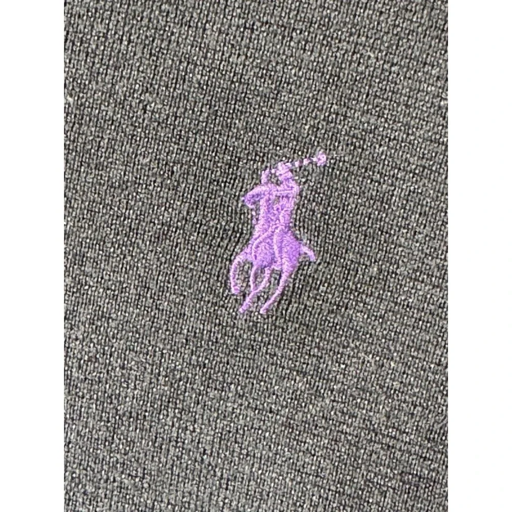 Polo Ralph Lauren Sweater V Neck Pima Cotton Mens L Black Purple Pony Logo